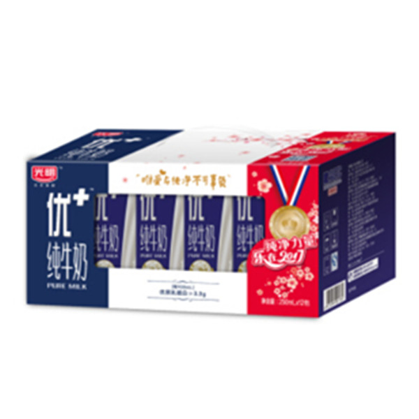 优质牧场！光明 优+纯牛奶250ml*12盒/礼盒装