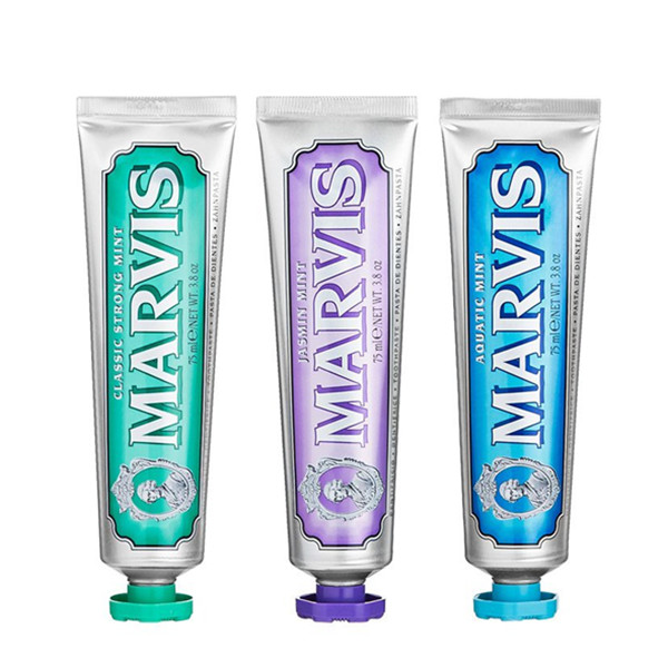 美白去渍！Marvis玛卫斯轻奢薄荷牙膏75ml*3