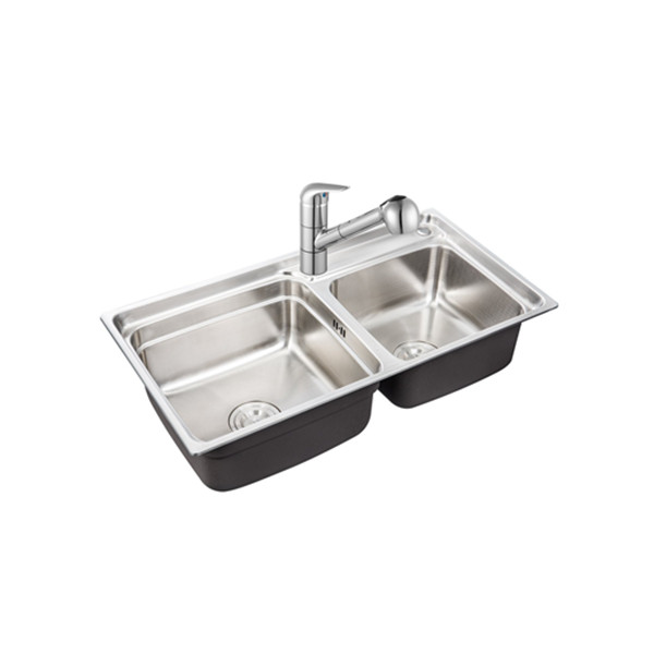 清理便利！ENZORODI 安住 810mm不锈钢大双槽套餐