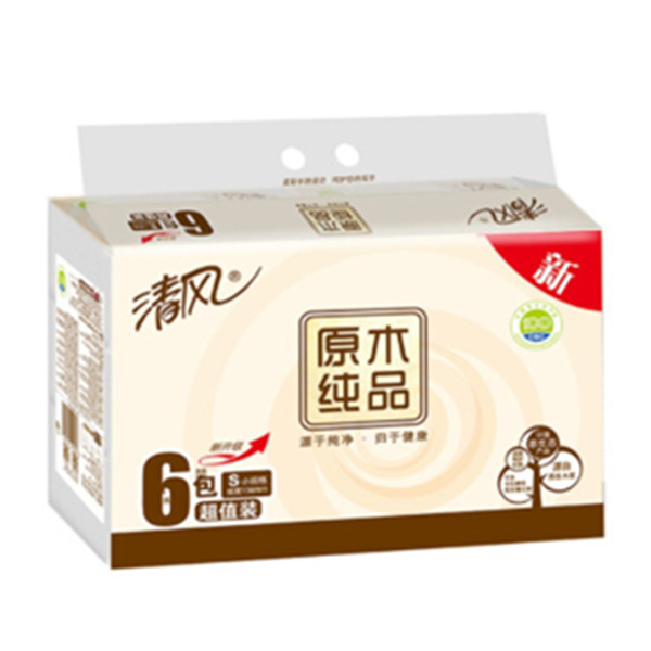 原生木浆！清风抽纸 原木纯品 2层150抽纸巾*6包