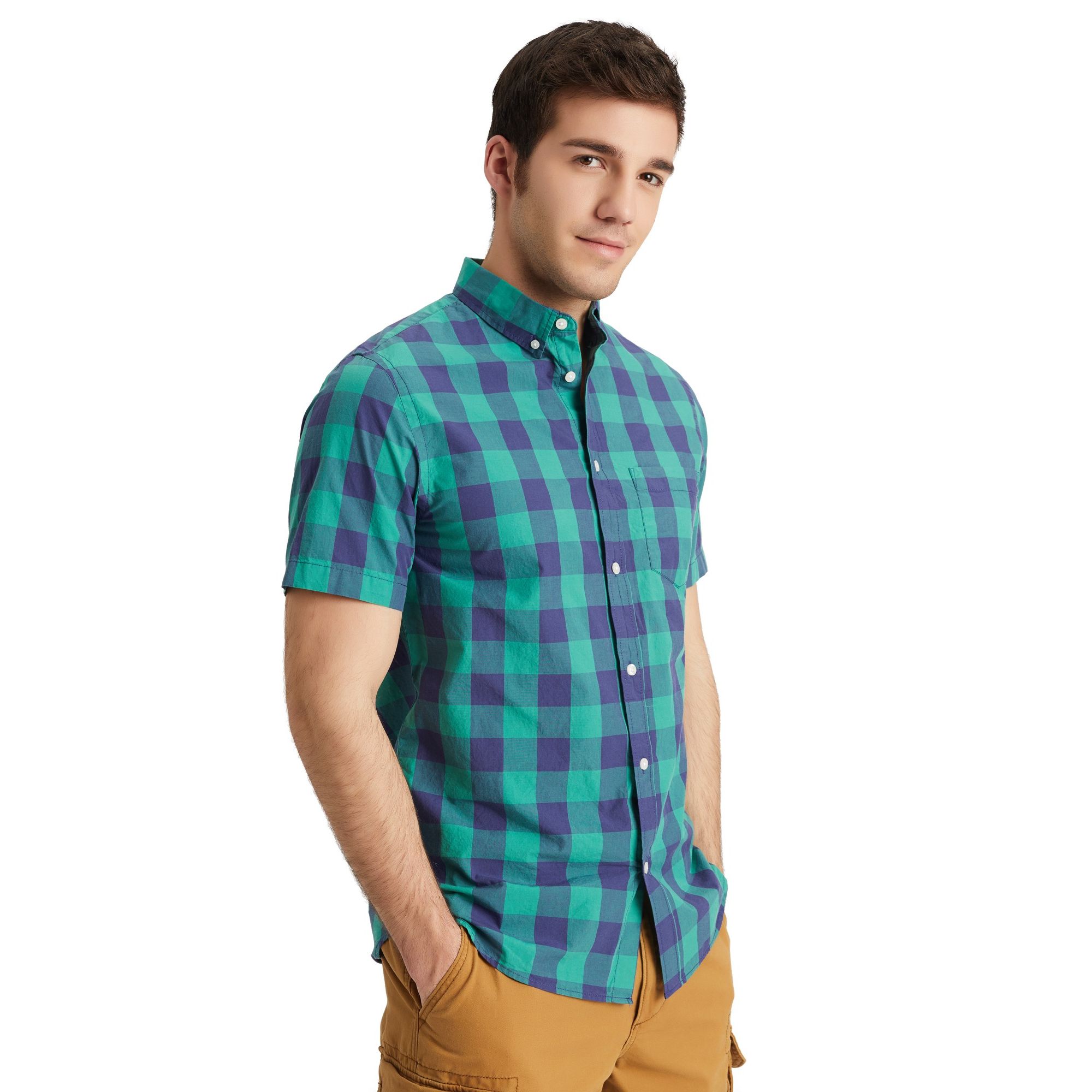 经典格纹！Old Navy男装舒适纯棉格纹修身衬衫505799