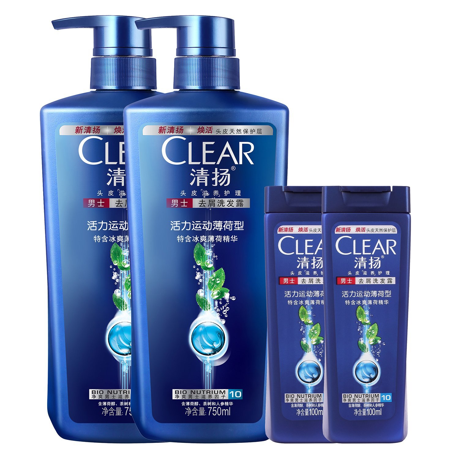 运动薄荷型！CLEAR 清扬 男士去屑洗发水 4瓶