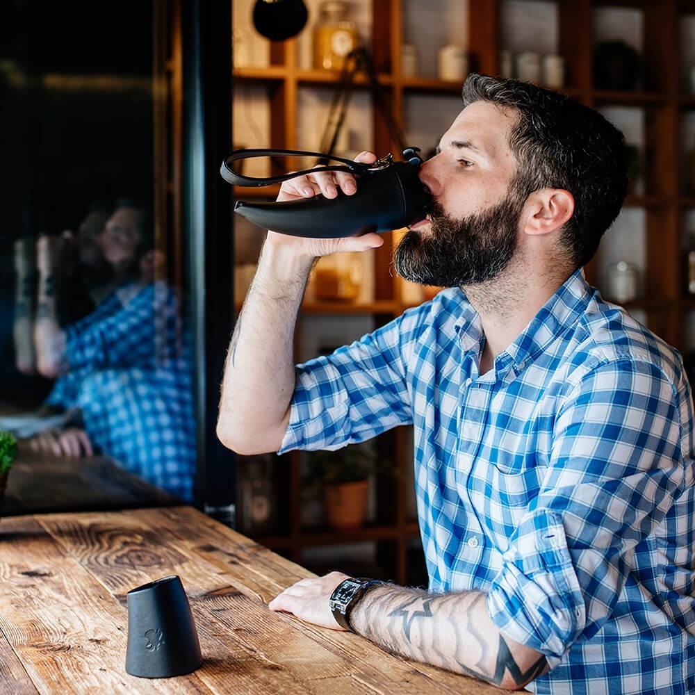 中亚海外购！GOAT STORY 羊角马克杯 真皮 黑色 470ml