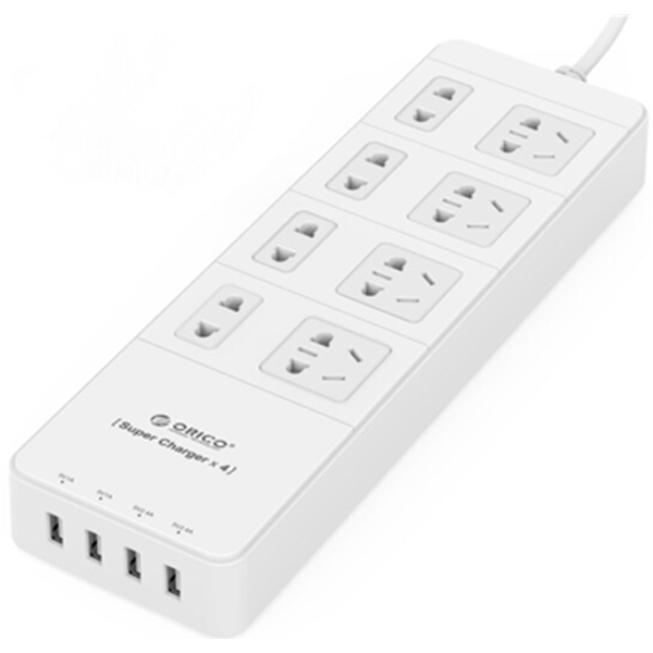 智能充电！奥睿科TPC-8A4U国标8位插座插线板