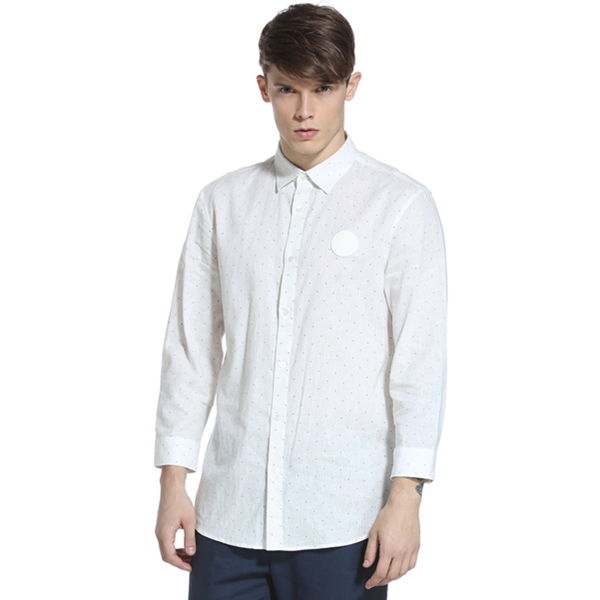 绅士风格！TRENDIANO棉麻波点印花衬衫衬衣3152010760