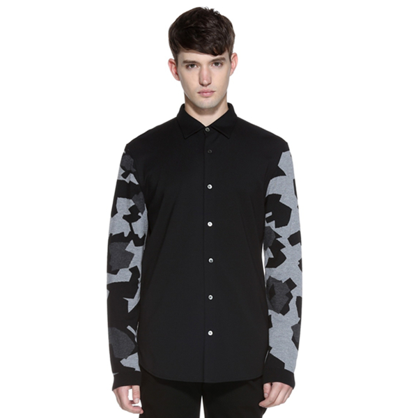 百搭大气！TRENDIANO迷彩撞色拼接长袖衬衫衬衣3154012550
