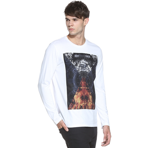 应季单品！TRENDIANO棉质拼接印花长袖T恤3151021350