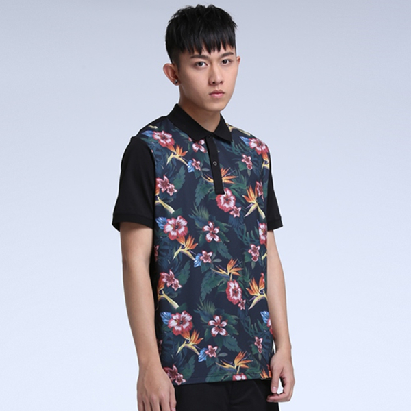 阳光暖男！TRENDIANO印花翻领撞色短袖POLO 3152021610