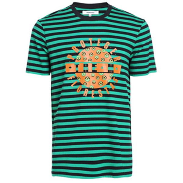 新颖时髦！TRENDIANO棉质条纹印花短袖T恤315102538P