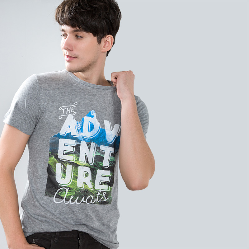 时尚印花！ESPRIT男士弹力圆领短袖T恤-116EE2K003