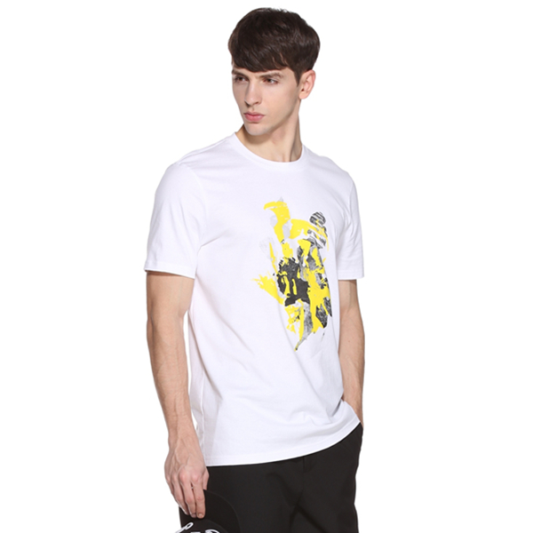 夏季百搭！TRENDIANO印花拼色圆领短袖T恤3HC202128P