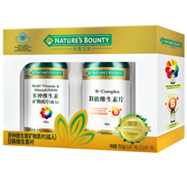 优惠装！自然之宝多种维生素矿物质片45片+B族维生素片45片