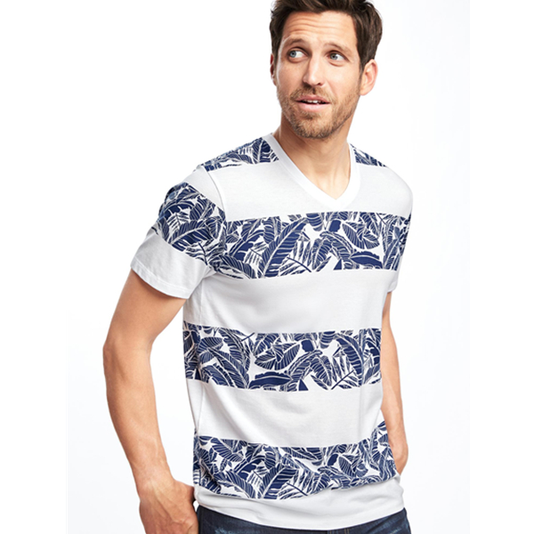 美式时尚！Old Navy柔软水洗热带印花V领T恤773651