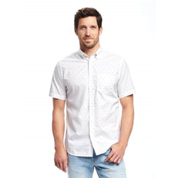 清新一夏！Old Navy经典纯棉修身短袖衬衫603586