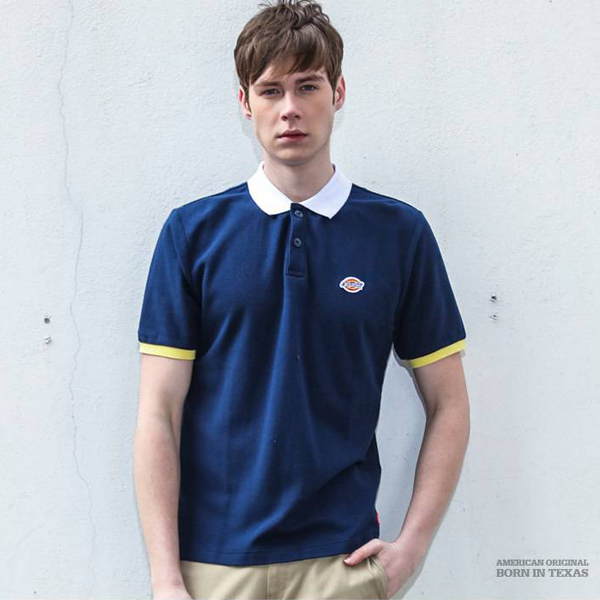 风格简约！Dickies 男 拼色短袖Polo衫