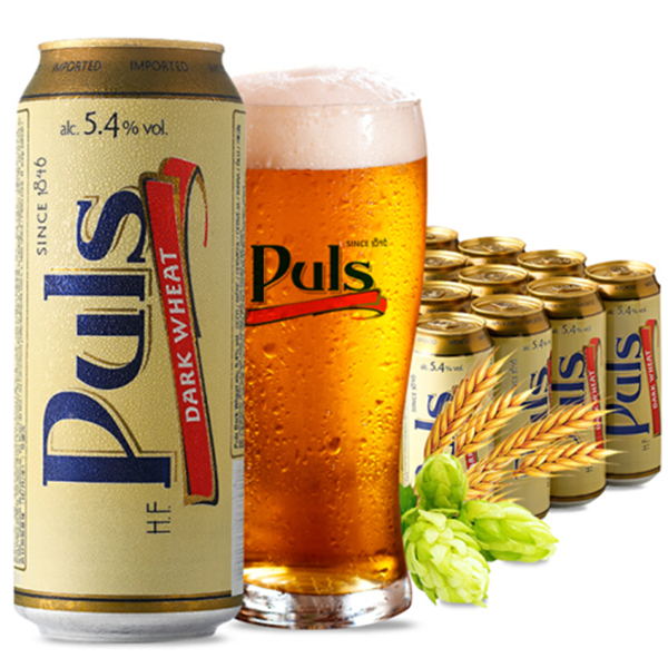 清凉一夏！Puls宝乐氏小麦黑啤酒500ml*24听整箱装
