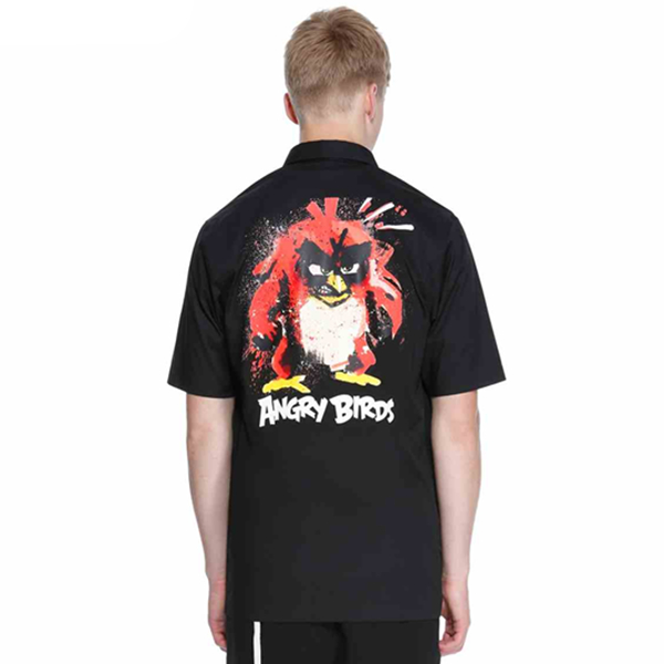 潮友佳品！TRENDIANO纯棉中长宽松短袖衬衫3HC2015220