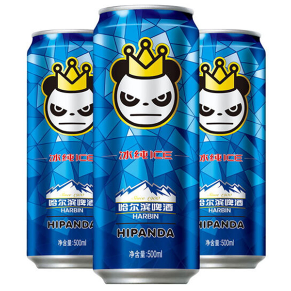 限量款！哈尔滨HIPANDA合作限量款冰纯啤酒500ml*12听