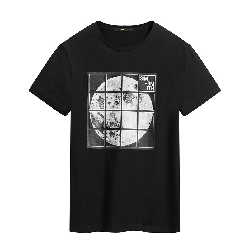 夏季百搭！GXG黑色时尚百搭圆领短袖T恤#172844164