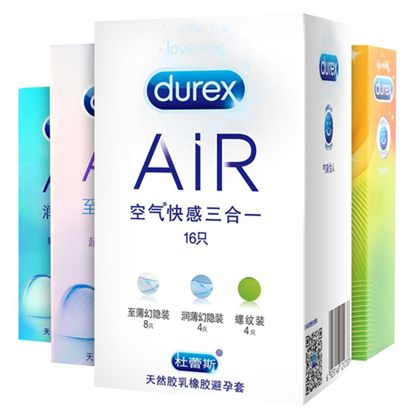 轻薄无隔阂！杜蕾斯避孕套AiR空气快感三合一16只装