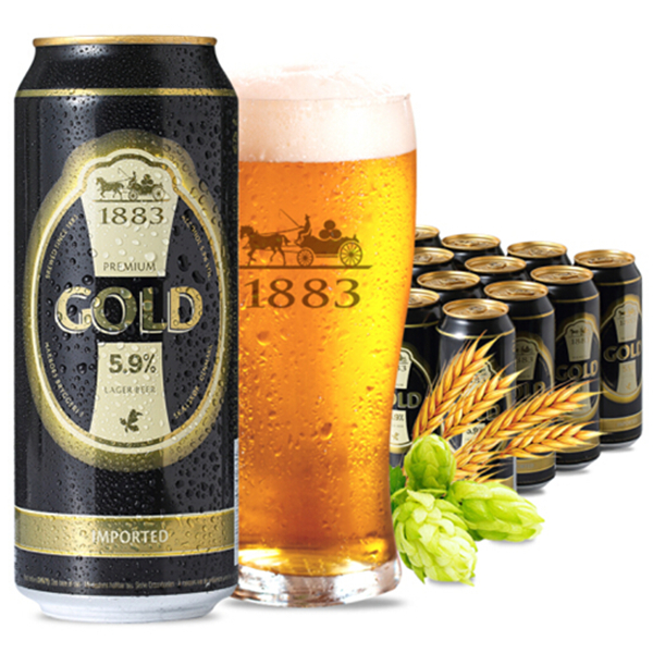 清凉解暑！德博金啤酒500ml*24听整箱装