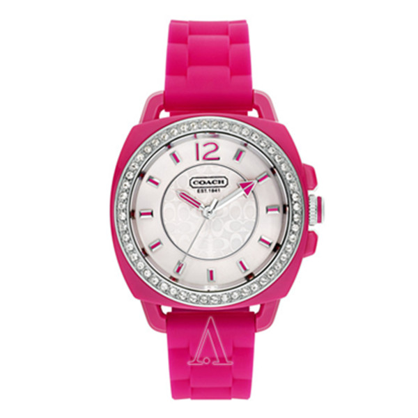 造型甜美！ Coach Boyfriend系列靓丽玫红色水晶石英女表