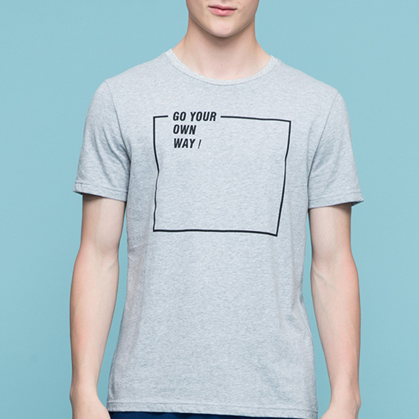 时尚百搭！真维斯男士纯棉圆领修身潮流印花半袖T恤72-173004