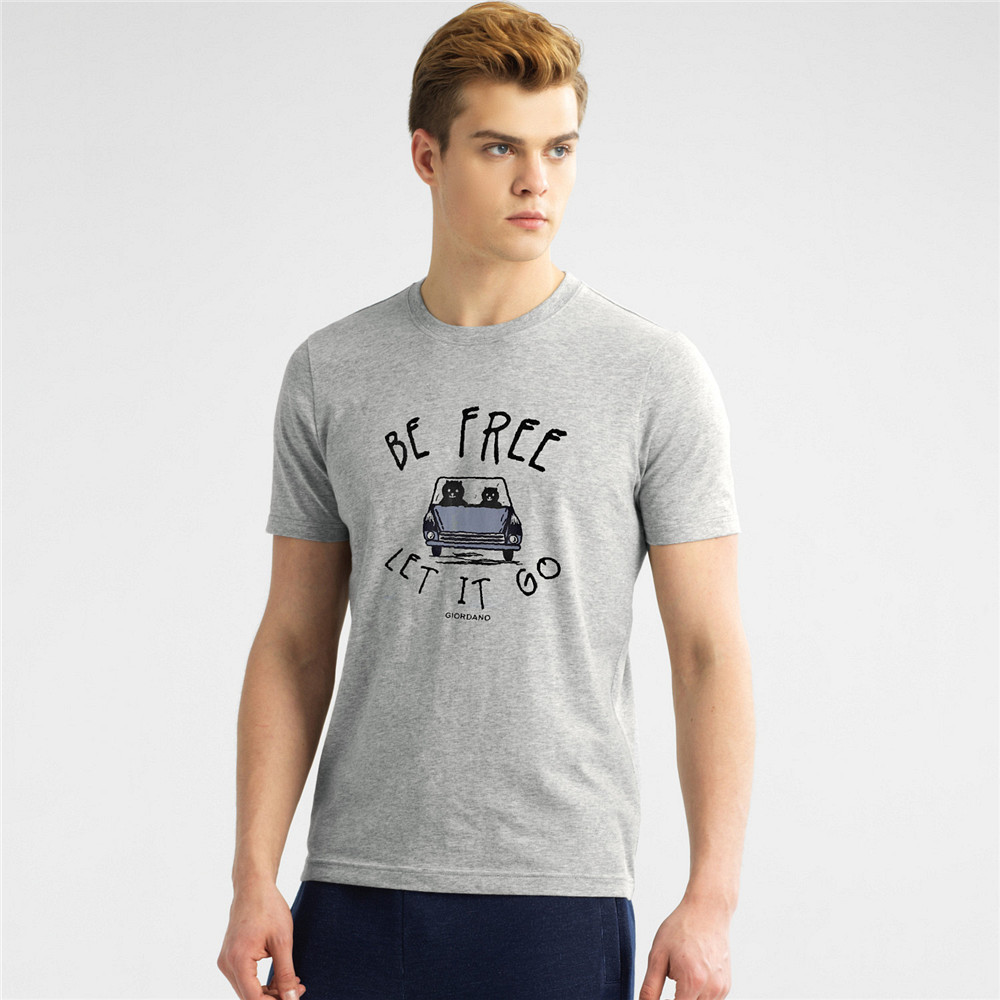 聚划算大促！佐丹奴趣味印花纯棉修身短袖T恤01087041