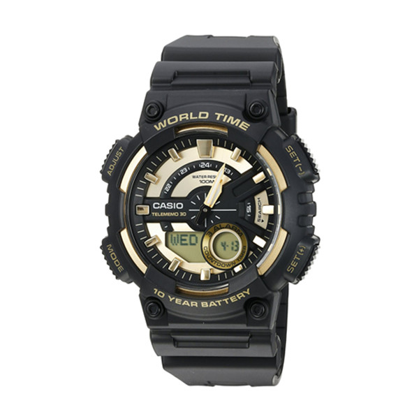 黑金配色！Casio 卡西欧 男士高耐石英树脂手表