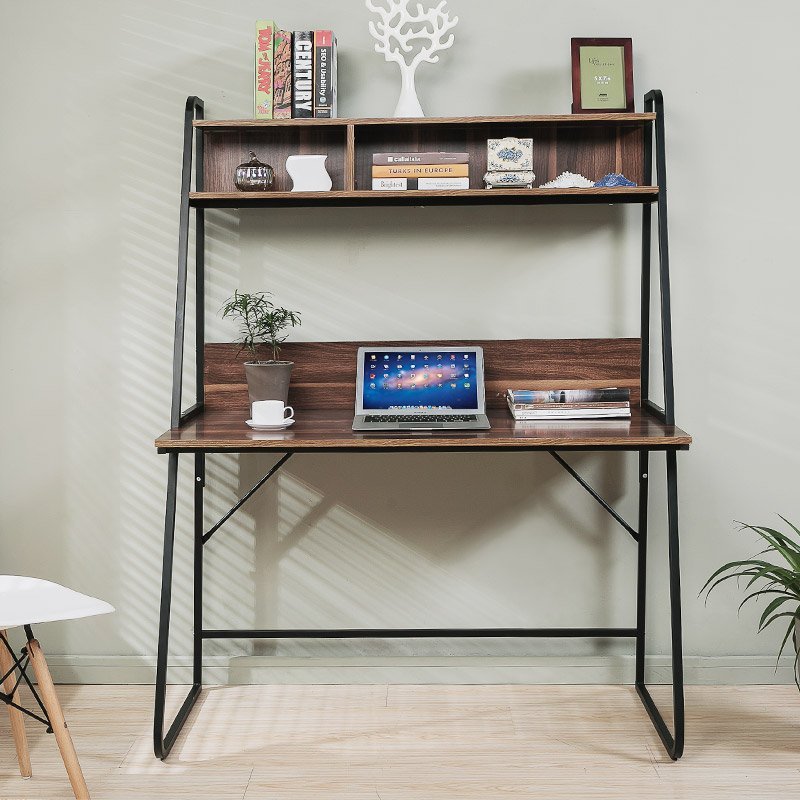 简约舒适！生活诚品 现代简约电脑桌(附书架)