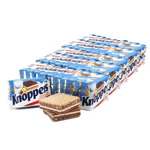 松脆细腻！Knoppers牛奶榛子巧克力威化饼干250克*5袋装