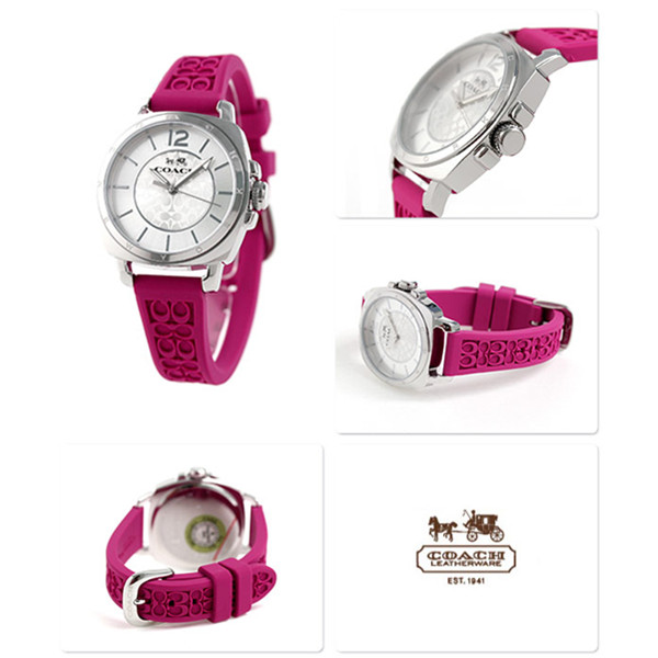 青春靓丽！Coach蔻驰14502092 硅胶表带石英机芯女表