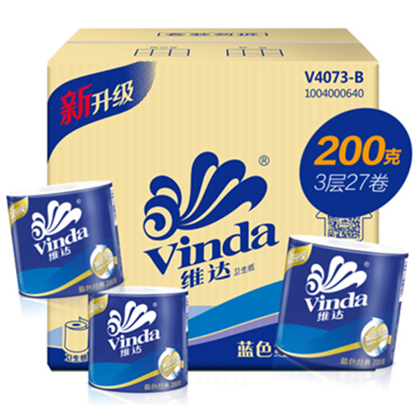 618狂欢！维达卷纸蓝色经典3层200g卫生纸*27卷