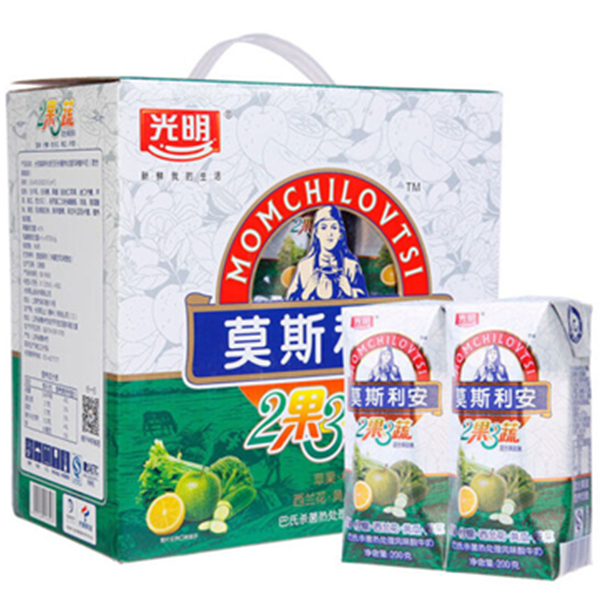 618狂欢！光明莫斯利安2果3蔬常温酸奶200g*12盒