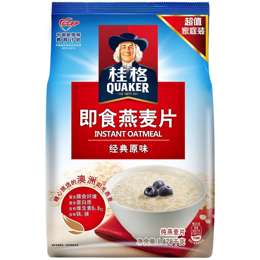 富含膳食纤维！桂格即食燕麦片超值装1478g