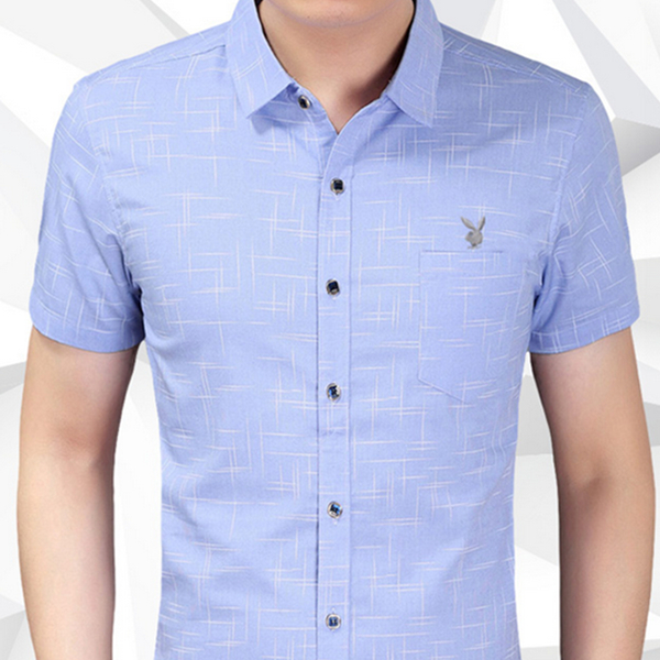 休闲百搭！花花公子男士格子短袖衬衫HHXYD015