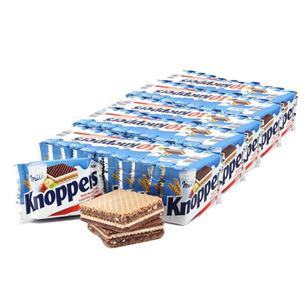 细腻口感！Knoppers牛奶榛子巧克力威化饼干50包