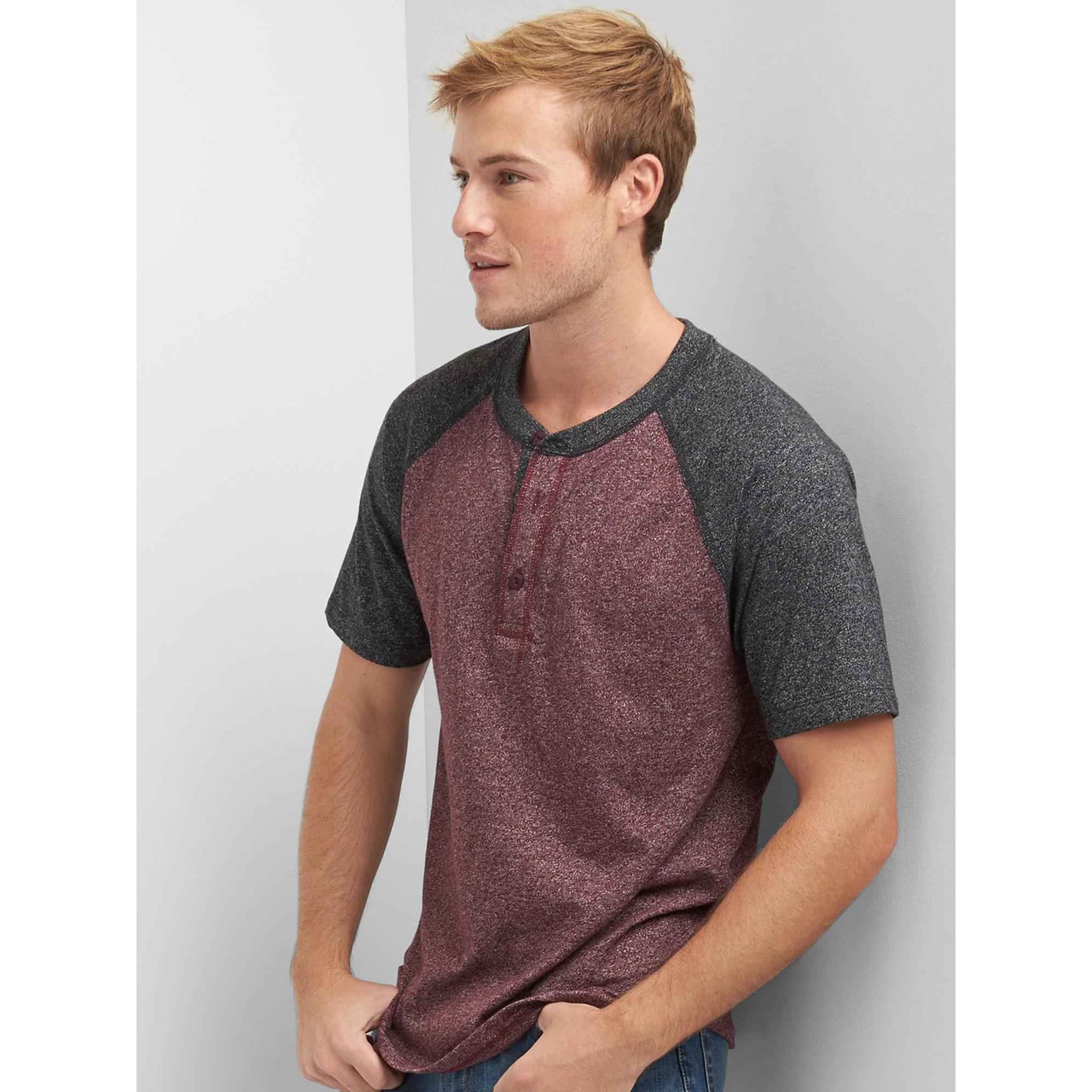 618狂欢！Gap男装短袖插肩亨利衫718009