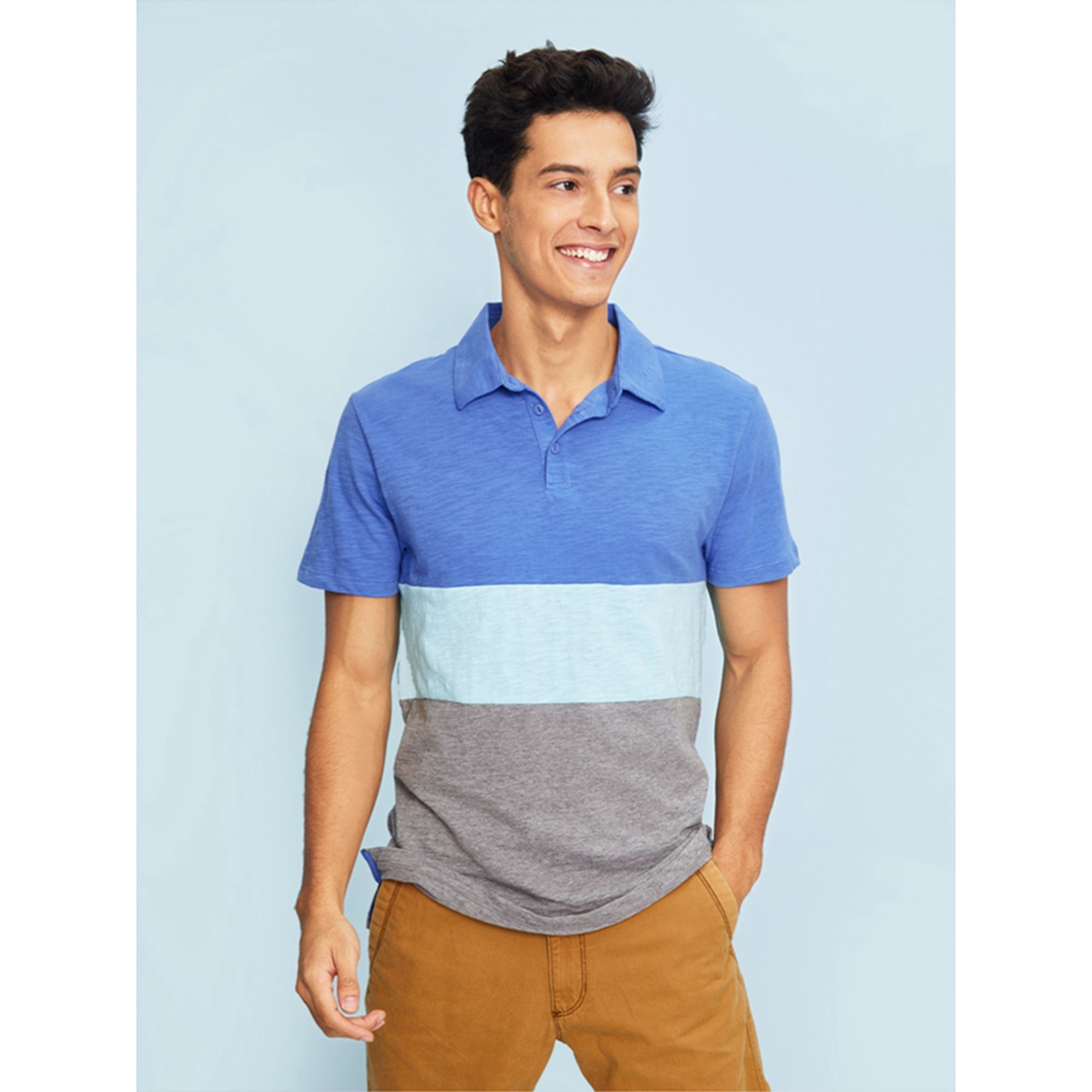 618狂欢！Old Navy全棉拼色竹节棉Polo衫621338W