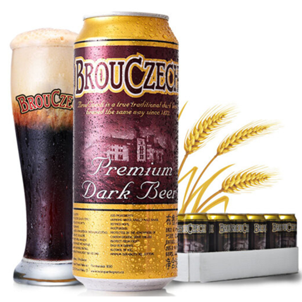 清凉解暑！Brouczech布鲁杰克黑啤酒500ml*24听