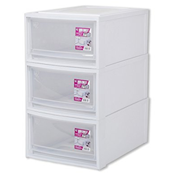 绿色环保！IRIS爱丽思可叠加抽屉式收纳箱三个装