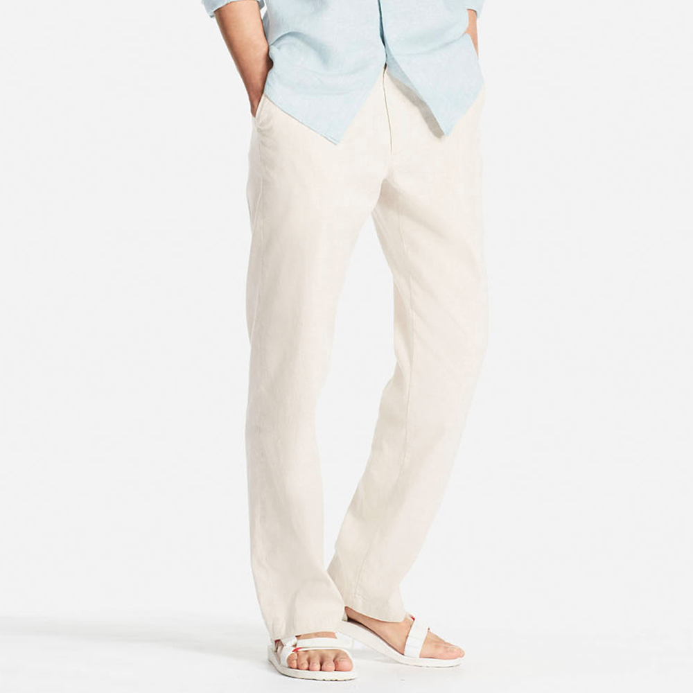 清爽造型！UNIQLO优衣库麻混纺休闲裤191993