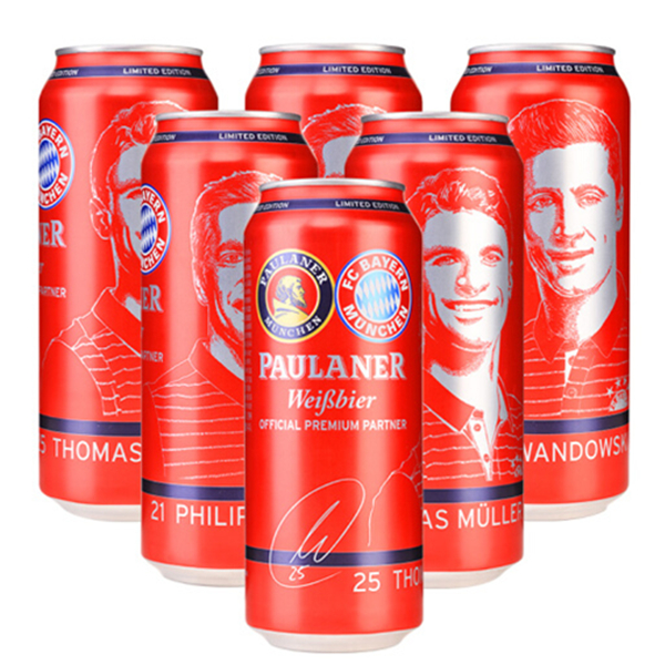 清凉解暑！保拉纳/柏龙拜仁慕尼黑球迷小麦啤酒500ml*6听装