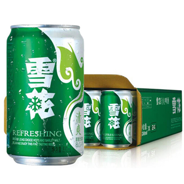 爽口纯净！雪花啤酒8度清爽330ml*24听整箱装