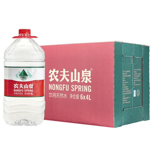 大自然搬运工！农夫山泉饮用天然水4L透明装1*6瓶