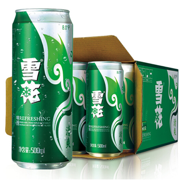 爽口纯净！雪花啤酒8度清爽500ml*12听整箱装