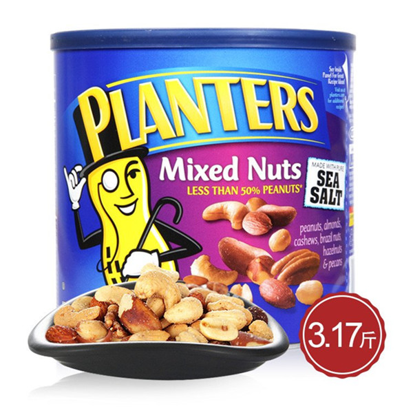 六种果仁！PLANTERS绅士牌豪华盐焗混合干果3.17斤/罐