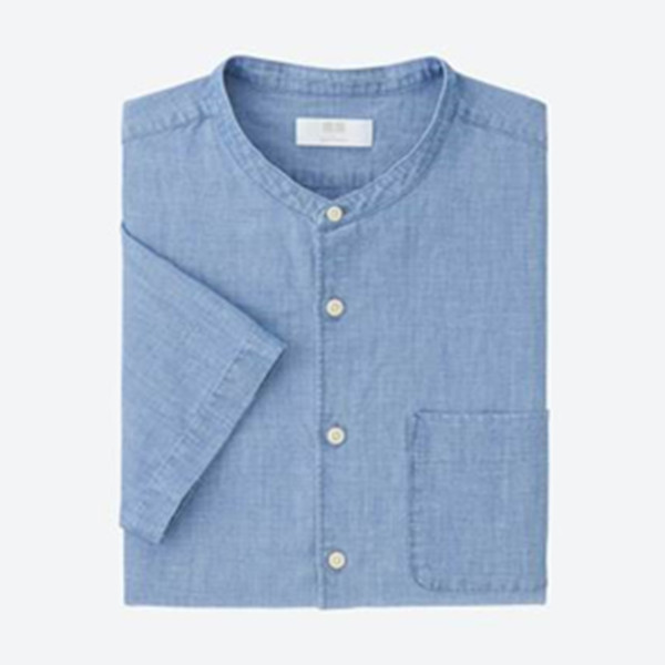 多色可选！优衣库麻棉立领衬衫(短袖) 195797