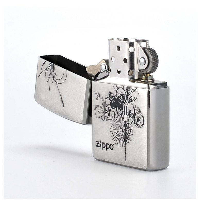 直燃烧！Zippo 之宝 打火机 经典锻纱蝴蝶花 24800