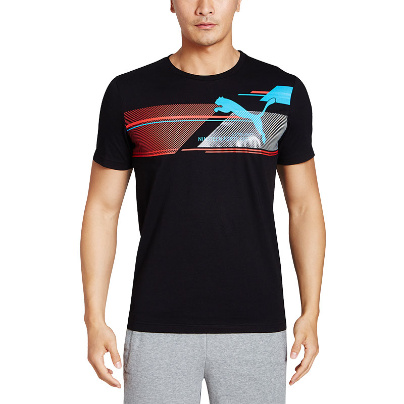 动感时尚！PUMA彪马男子印花圆领短袖T恤Fun Dry 836513